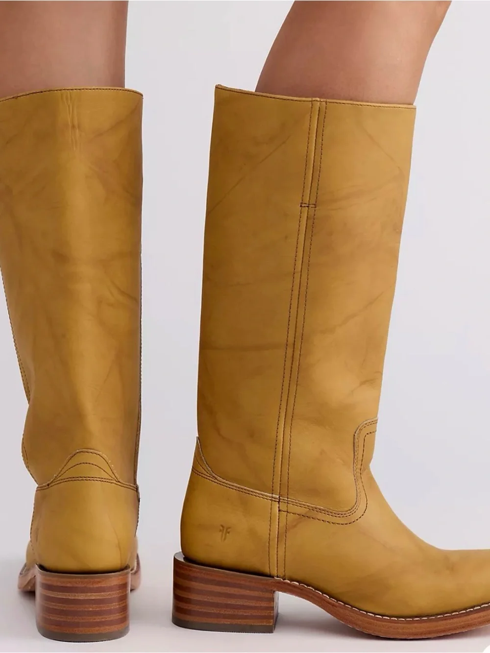 Women’s Tall Western Leather Boots - Mustard